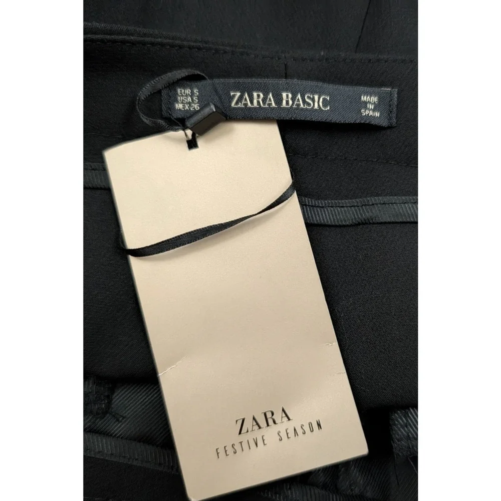 New Zara S Pants velvet tuxedo stripe on sides of legs ankle tux 3820